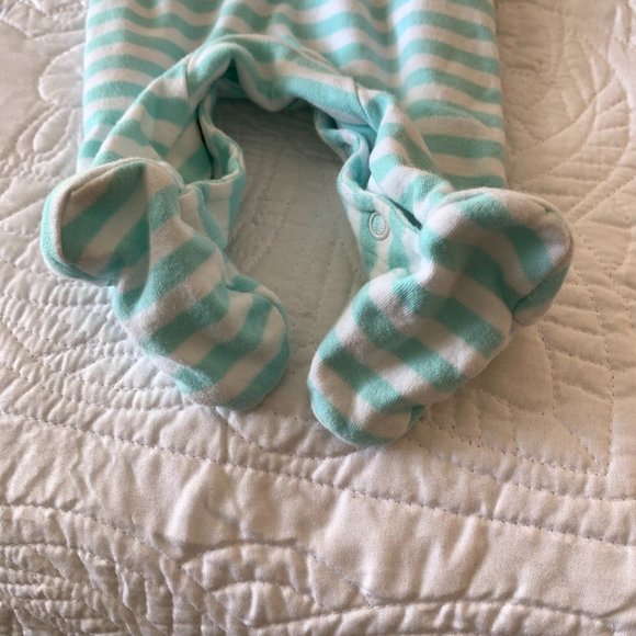 WONDER NATION Mermaid Girl's Sleeper, Turquoise & White Stripes, Size: Newborn - Picture 5 of 9